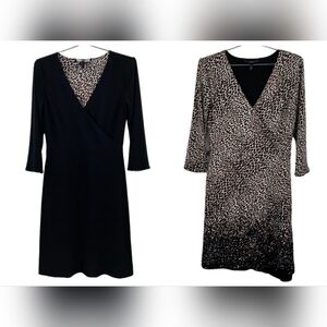 NWT WHITE HOUSE BLACK MARKET WHBM Reversible 2 In 1 Leopard  Print & Black Dress